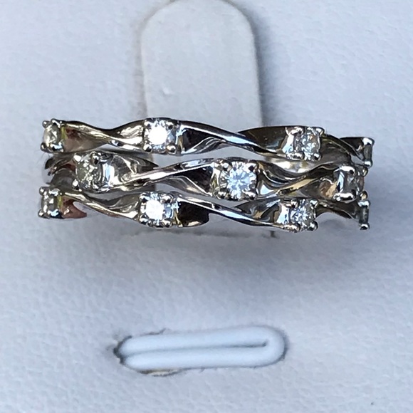 Jared Jewelry - RARE 10k 1/2 Carat Diamond 3 Row Orbit Ring